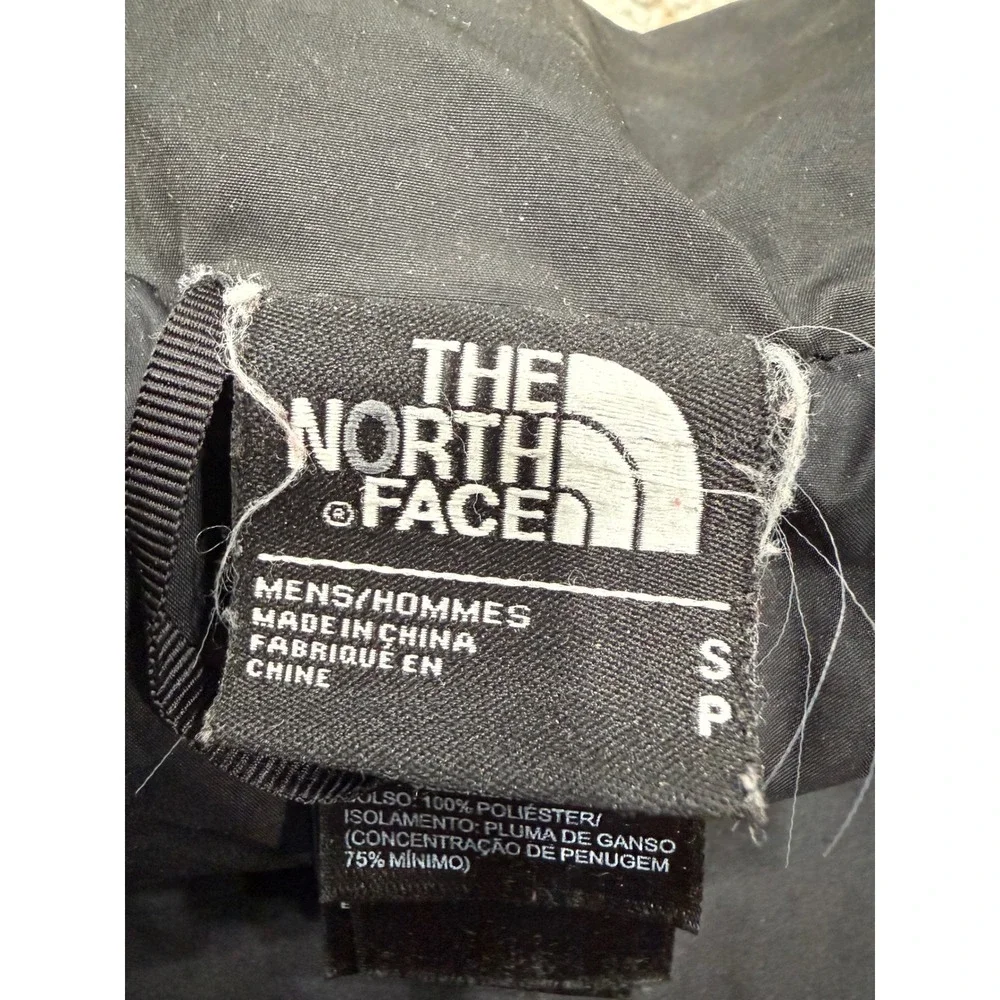 The North Face Mens 550 Down Puffer Jacket Black Lime Green Small Mock Neck Zip